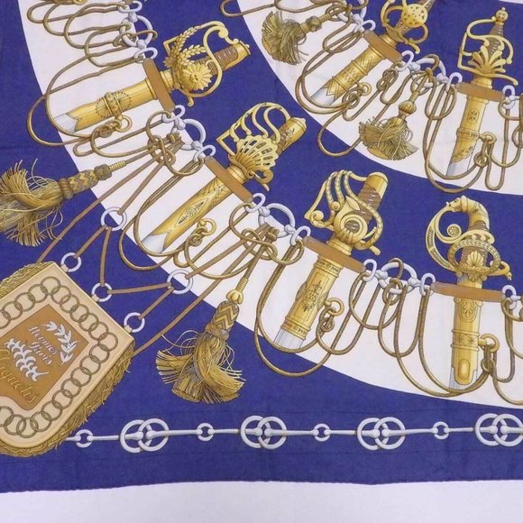 Auth HERMES Carre 90 Cliquetis Scarf Blue/Multicolor 100% Silk - Picture 4 of 12